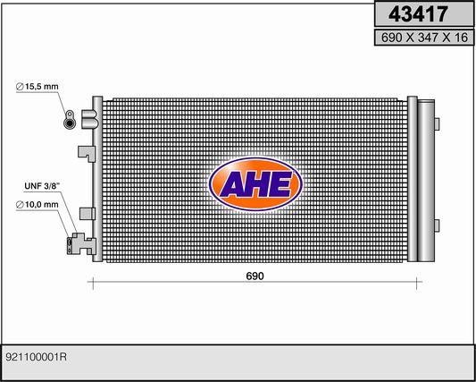 AHE 43417 Радіатор кондиціонера (Конденсатор) 43417: Купити в Україні - Добра ціна на EXIST.UA!