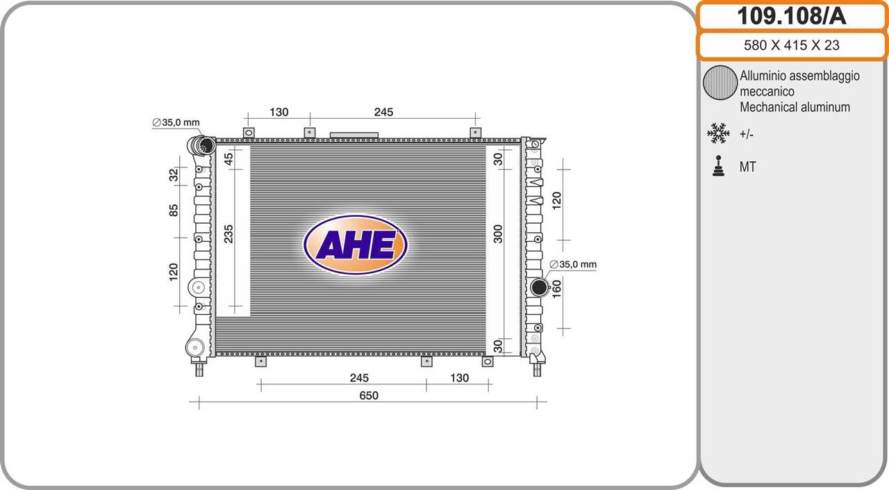 AHE 109.108/A Радіатор охолодження двигуна 109108A: Купити в Україні - Добра ціна на EXIST.UA!