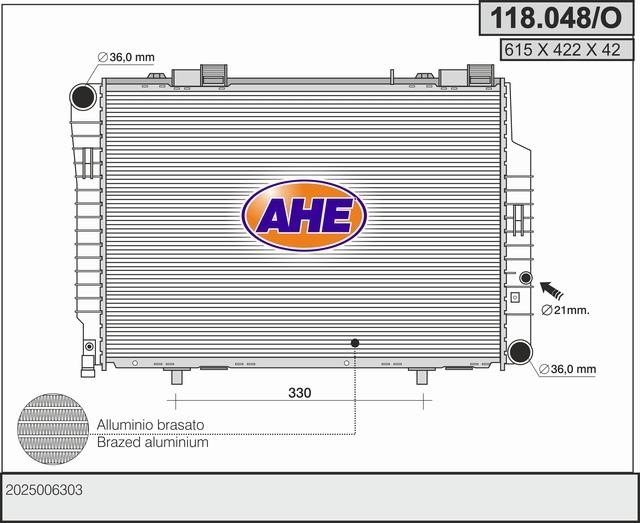 AHE 118.048/O Радіатор охолодження двигуна 118048O: Купити в Україні - Добра ціна на EXIST.UA!