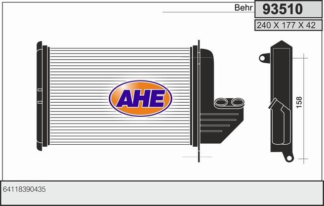 AHE 93510 Радіатор опалювача салону 93510: Купити в Україні - Добра ціна на EXIST.UA!
