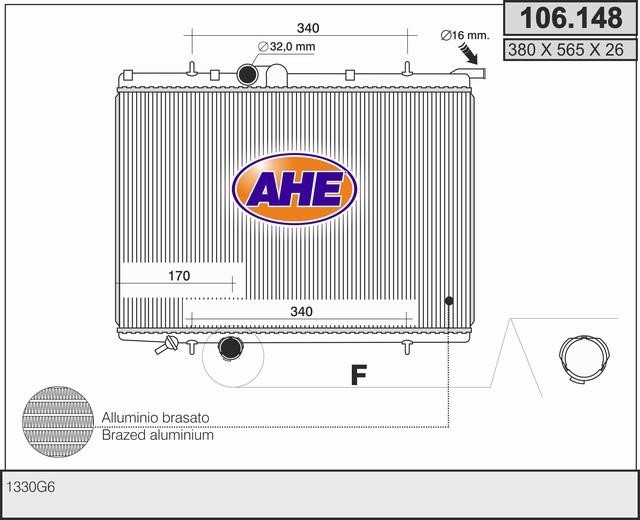 AHE 106.148 Радіатор охолодження двигуна 106148: Купити в Україні - Добра ціна на EXIST.UA!