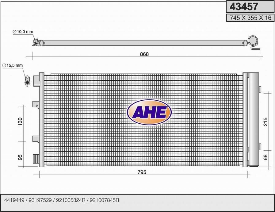 AHE 43457 Радіатор кондиціонера (Конденсатор) 43457: Купити в Україні - Добра ціна на EXIST.UA!