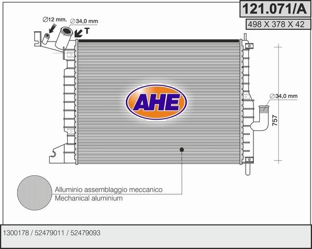 AHE 121.071/A Радіатор охолодження двигуна 121071A: Купити в Україні - Добра ціна на EXIST.UA!