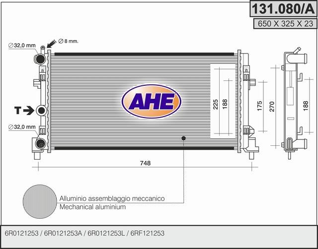 AHE 131.080/A Радіатор охолодження двигуна 131080A: Купити в Україні - Добра ціна на EXIST.UA!