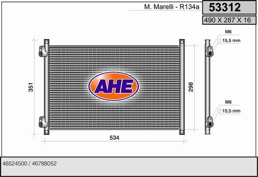 AHE 53312 Радіатор кондиціонера (Конденсатор) 53312: Приваблива ціна - Купити в Україні на EXIST.UA!