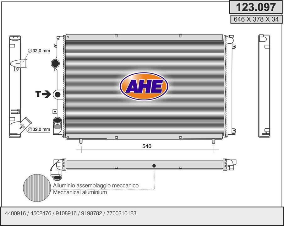 AHE 123097 Радіатор охолодження двигуна 123097: Купити в Україні - Добра ціна на EXIST.UA!