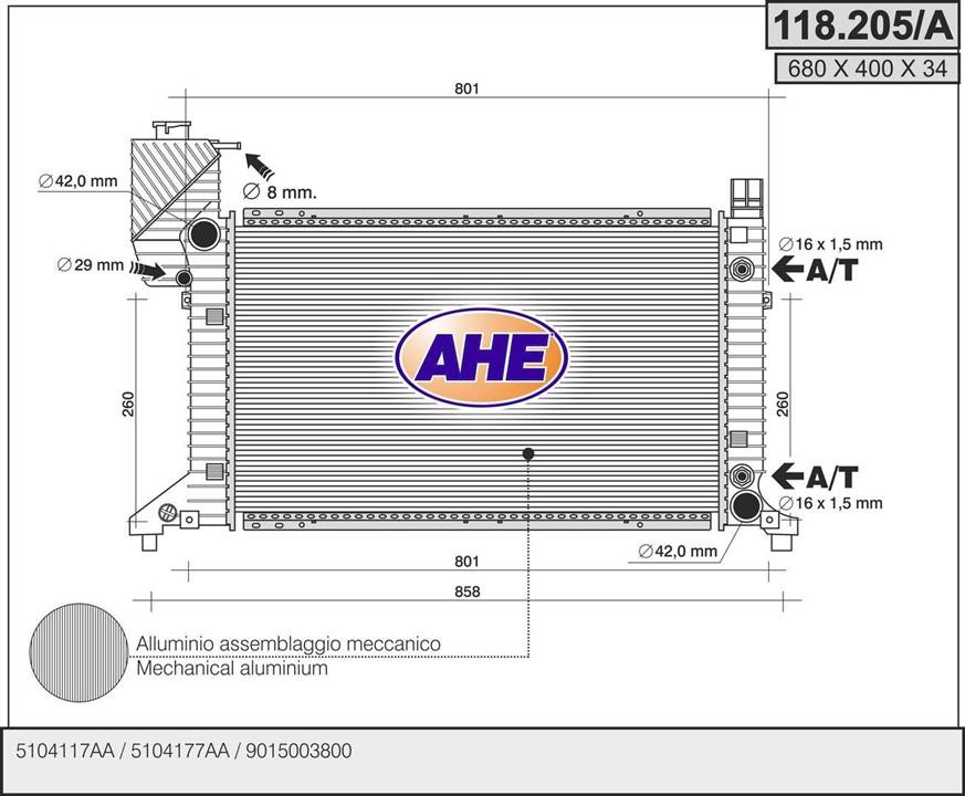 AHE 118.205/A Радіатор охолодження двигуна 118205A: Купити в Україні - Добра ціна на EXIST.UA!