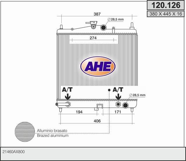 AHE 120.126 Радіатор охолодження двигуна 120126: Купити в Україні - Добра ціна на EXIST.UA!