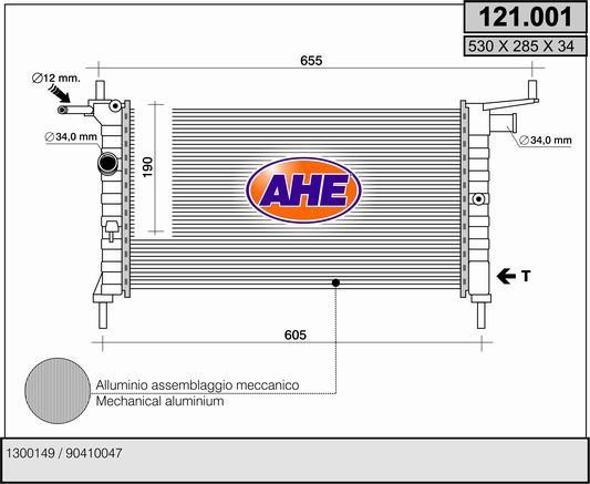 AHE 121.001 Радіатор охолодження двигуна 121001: Купити в Україні - Добра ціна на EXIST.UA!