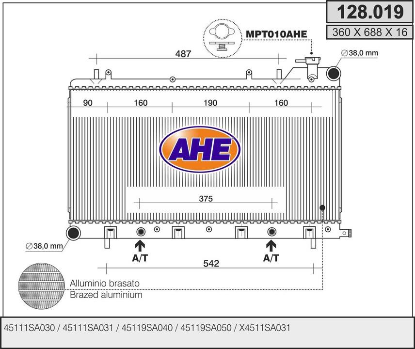 AHE 128.019 Радіатор охолодження двигуна 128019: Приваблива ціна - Купити в Україні на EXIST.UA!
