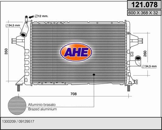 AHE 121.078 Радіатор охолодження двигуна 121078: Купити в Україні - Добра ціна на EXIST.UA!