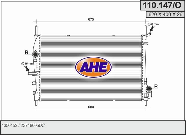 AHE 110.147/O Радіатор охолодження двигуна 110147O: Купити в Україні - Добра ціна на EXIST.UA!