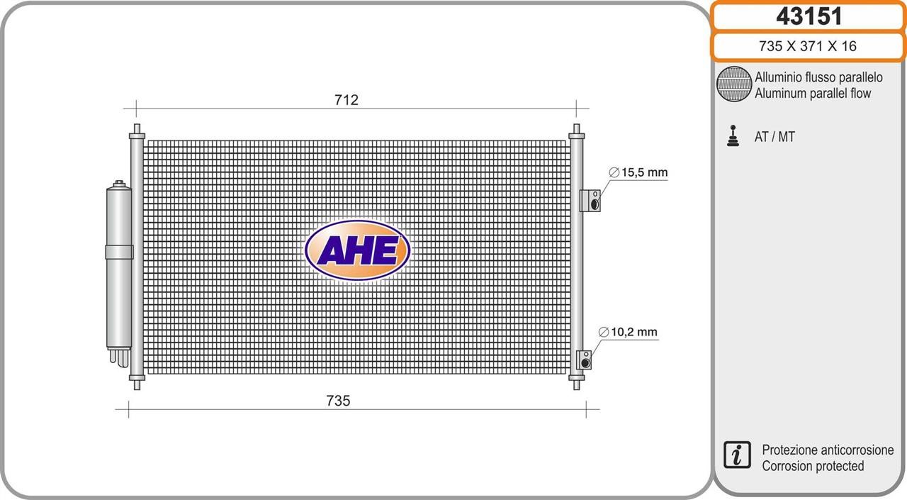 AHE 43151 Радіатор кондиціонера (Конденсатор) 43151: Купити в Україні - Добра ціна на EXIST.UA!