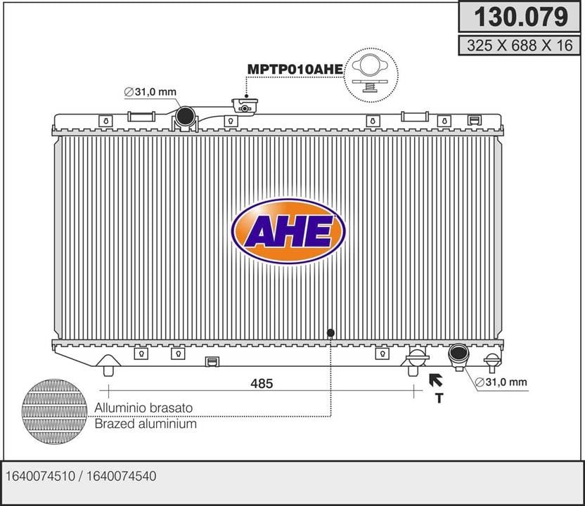 AHE 130.079 Радіатор охолодження двигуна 130079: Купити в Україні - Добра ціна на EXIST.UA!
