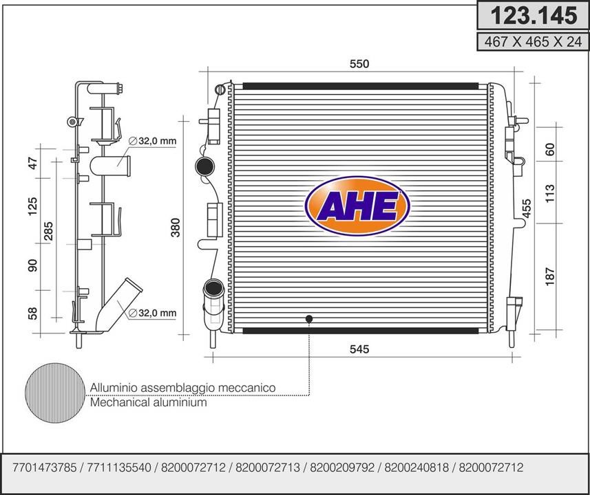 AHE 123.145 Радіатор охолодження двигуна 123145: Купити в Україні - Добра ціна на EXIST.UA!