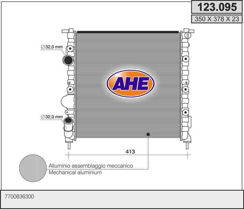 AHE 123.095 Радіатор охолодження двигуна 123095: Купити в Україні - Добра ціна на EXIST.UA!