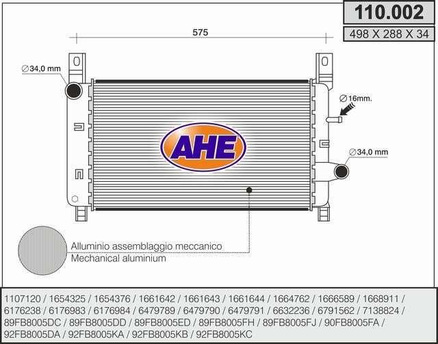 AHE 110.002 Радіатор охолодження двигуна 110002: Купити в Україні - Добра ціна на EXIST.UA!