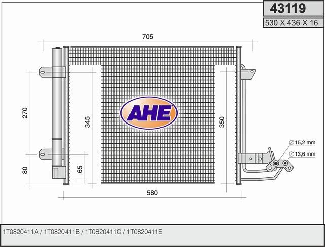 AHE 43119 Радіатор кондиціонера (Конденсатор) 43119: Купити в Україні - Добра ціна на EXIST.UA!