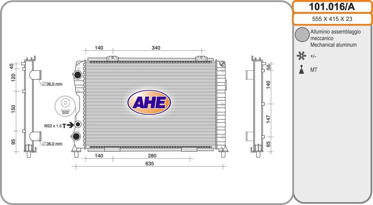 AHE 101.016/A Радіатор охолодження двигуна 101016A: Купити в Україні - Добра ціна на EXIST.UA!