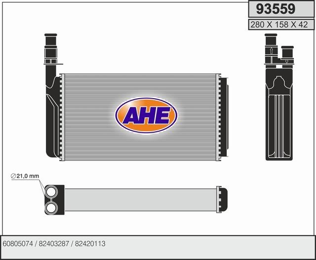 AHE 93559 Радіатор опалювача салону 93559: Купити в Україні - Добра ціна на EXIST.UA!