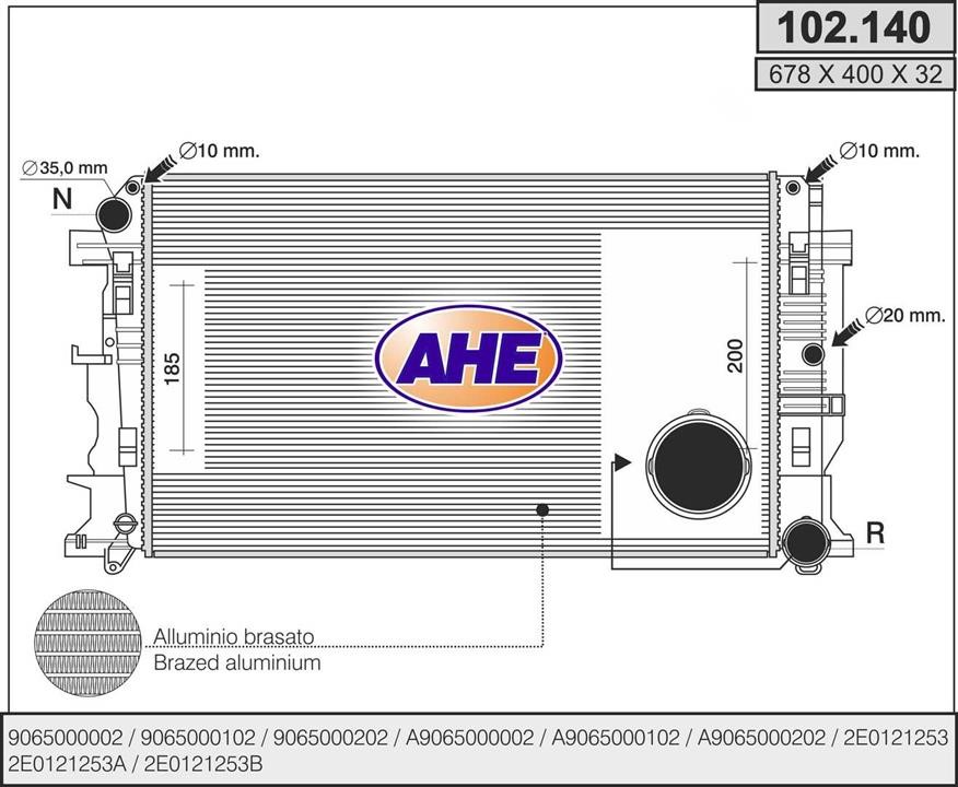 AHE 102.140 Радіатор охолодження двигуна 102140: Купити в Україні - Добра ціна на EXIST.UA!