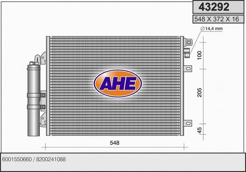 AHE 43292 Радіатор кондиціонера (Конденсатор) 43292: Купити в Україні - Добра ціна на EXIST.UA!