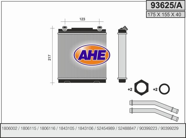 AHE 93625/A Радіатор опалювача салону 93625A: Купити в Україні - Добра ціна на EXIST.UA!