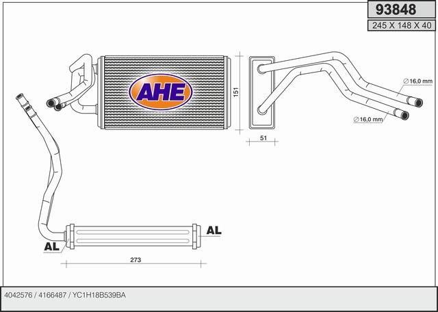 AHE 93848 Радіатор опалювача салону 93848: Купити в Україні - Добра ціна на EXIST.UA!