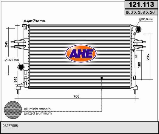 AHE 121.113 Радіатор охолодження двигуна 121113: Купити в Україні - Добра ціна на EXIST.UA!