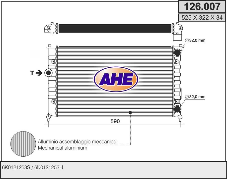 AHE 126.007 Радіатор охолодження двигуна 126007: Купити в Україні - Добра ціна на EXIST.UA!