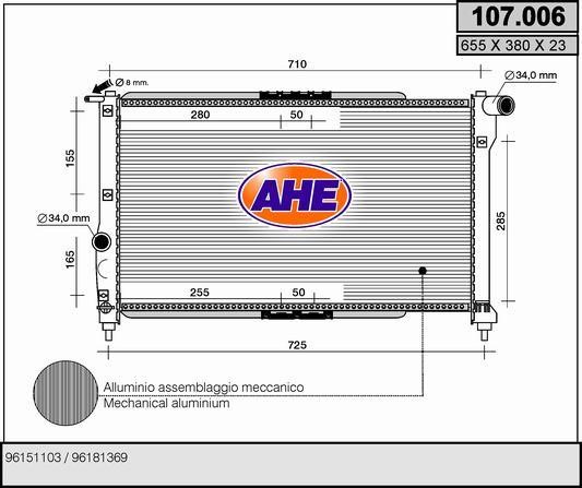 AHE 107.006 Радіатор охолодження двигуна 107006: Купити в Україні - Добра ціна на EXIST.UA!
