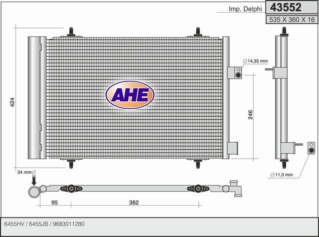 AHE 43552 Радіатор кондиціонера (Конденсатор) 43552: Купити в Україні - Добра ціна на EXIST.UA!