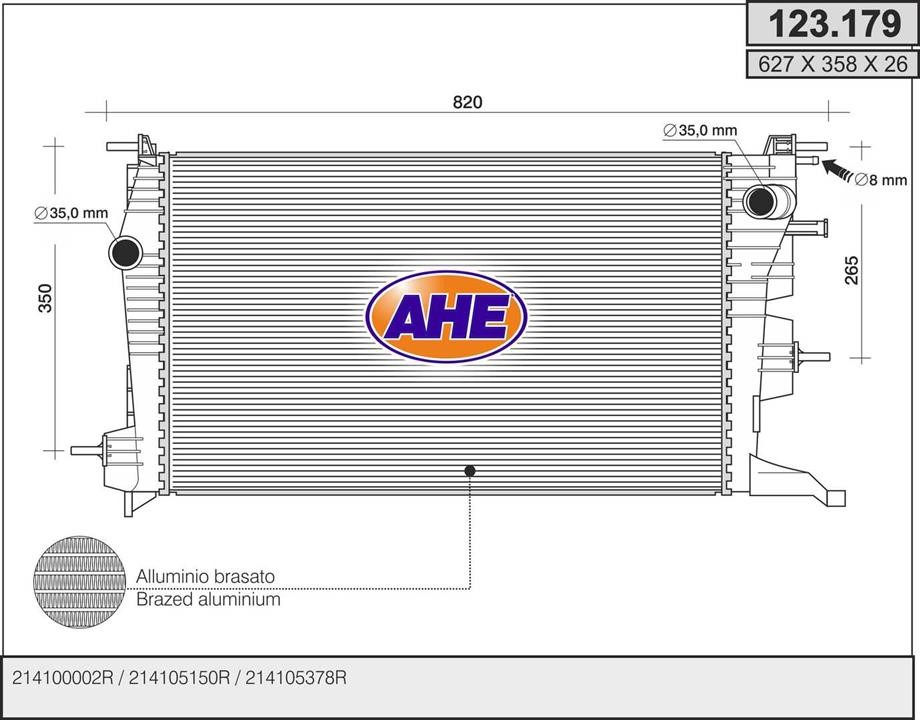 AHE 123.179 Радіатор охолодження двигуна 123179: Купити в Україні - Добра ціна на EXIST.UA!