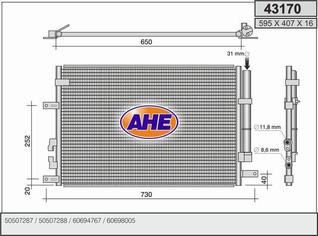 AHE 43170 Радіатор кондиціонера (Конденсатор) 43170: Купити в Україні - Добра ціна на EXIST.UA!