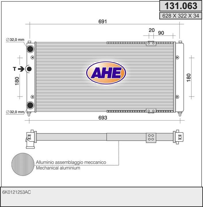 AHE 131.063 Радіатор охолодження двигуна 131063: Купити в Україні - Добра ціна на EXIST.UA!