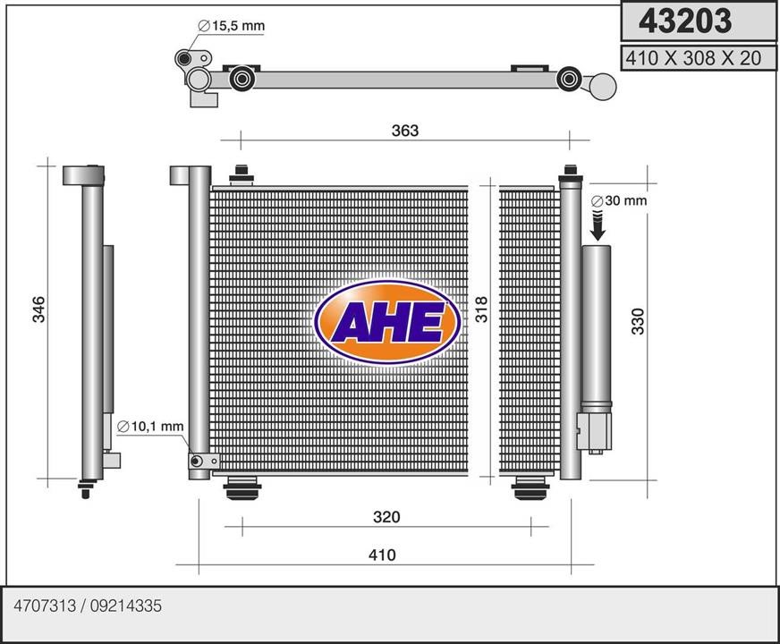 AHE 43203 Радіатор кондиціонера (Конденсатор) 43203: Купити в Україні - Добра ціна на EXIST.UA!
