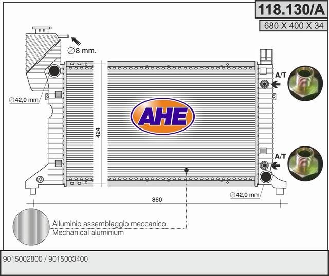 AHE 118.130/A Радіатор охолодження двигуна 118130A: Купити в Україні - Добра ціна на EXIST.UA!