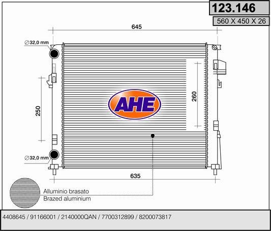 AHE 123.146 Радіатор охолодження двигуна 123146: Купити в Україні - Добра ціна на EXIST.UA!