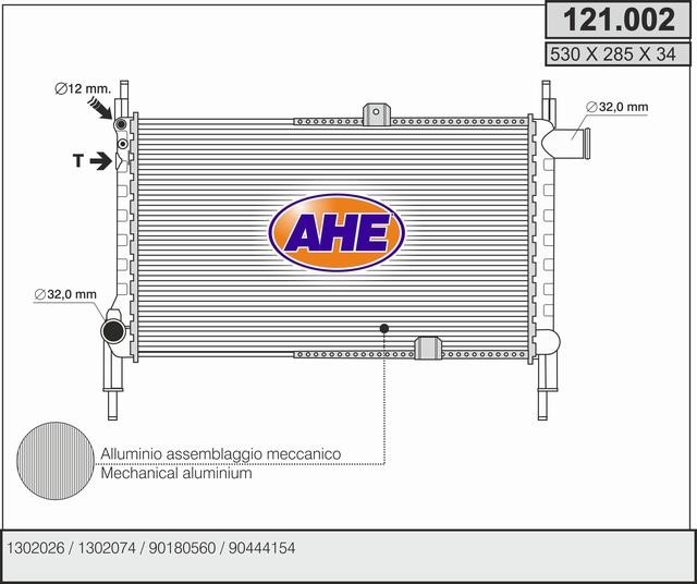 AHE 121.002 Радіатор охолодження двигуна 121002: Купити в Україні - Добра ціна на EXIST.UA!