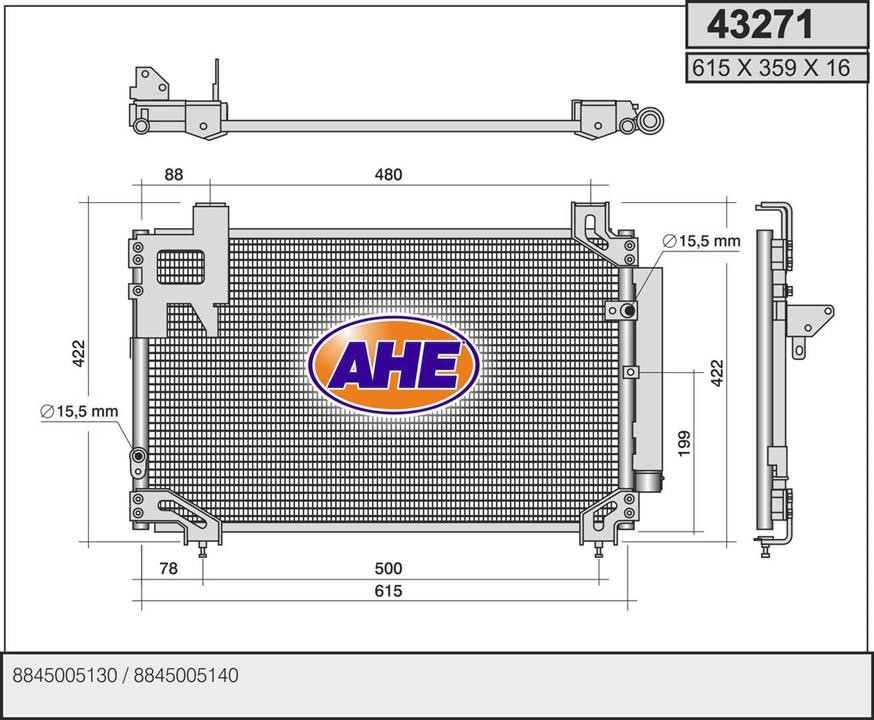 AHE 43271 Радіатор кондиціонера (Конденсатор) 43271: Купити в Україні - Добра ціна на EXIST.UA!