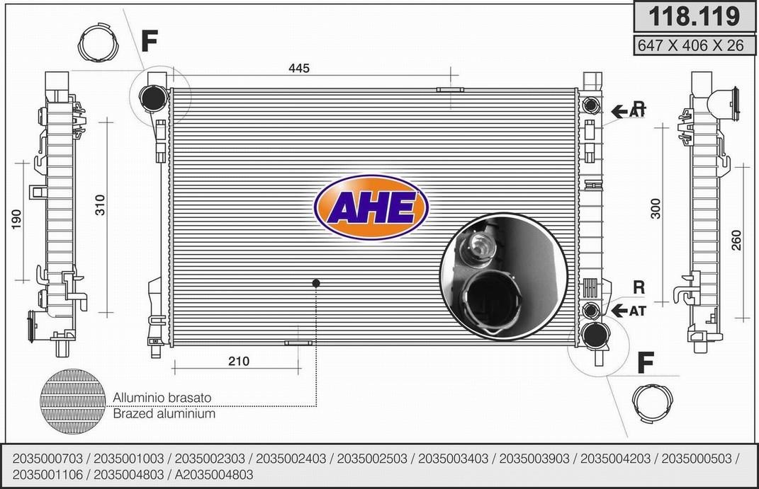AHE 118.119 Радіатор охолодження двигуна 118119: Купити в Україні - Добра ціна на EXIST.UA!