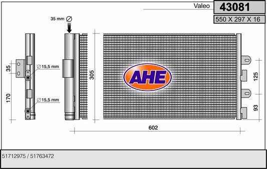 AHE 43081 Радіатор кондиціонера (Конденсатор) 43081: Купити в Україні - Добра ціна на EXIST.UA!