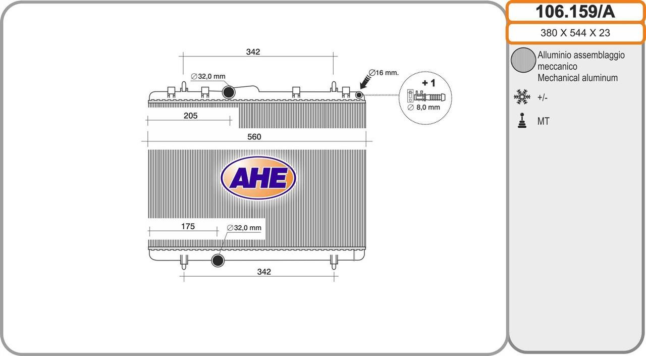 AHE 106.159/A Радіатор охолодження двигуна 106159A: Купити в Україні - Добра ціна на EXIST.UA!