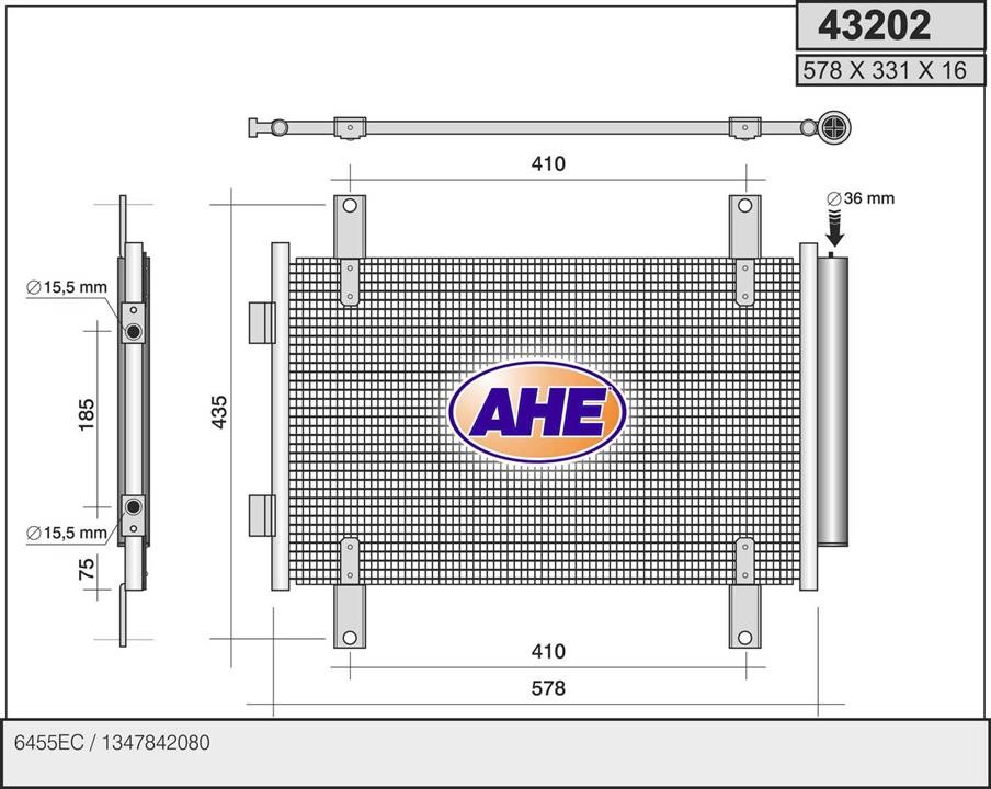 AHE 43202 Радіатор кондиціонера (Конденсатор) 43202: Купити в Україні - Добра ціна на EXIST.UA!