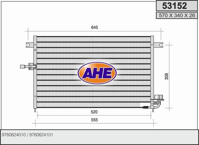 AHE 53152 Радіатор кондиціонера (Конденсатор) 53152: Приваблива ціна - Купити в Україні на EXIST.UA!