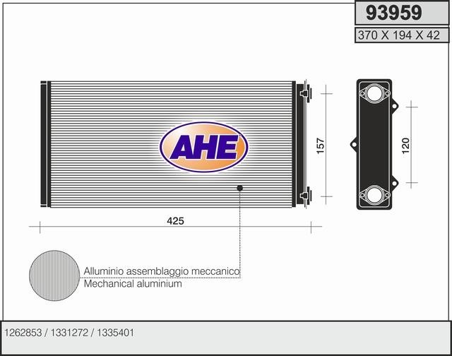 AHE 93959 Радіатор опалювача салону 93959: Купити в Україні - Добра ціна на EXIST.UA!