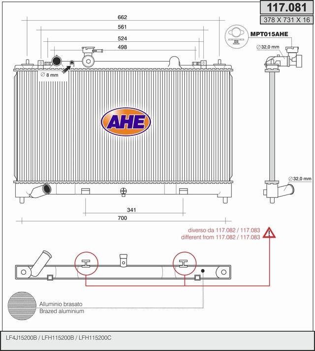 AHE 117.081 Радіатор охолодження двигуна 117081: Купити в Україні - Добра ціна на EXIST.UA!