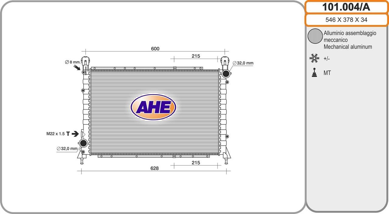 AHE 101.004/A Радіатор охолодження двигуна 101004A: Купити в Україні - Добра ціна на EXIST.UA!