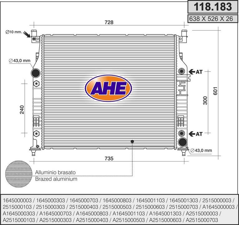 AHE 118.183 Радіатор охолодження двигуна 118183: Купити в Україні - Добра ціна на EXIST.UA!