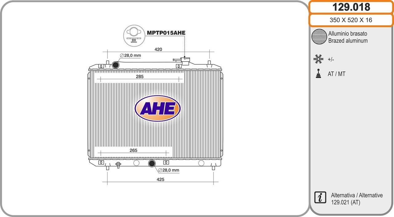 AHE 129.018 Радіатор охолодження двигуна 129018: Приваблива ціна - Купити в Україні на EXIST.UA!